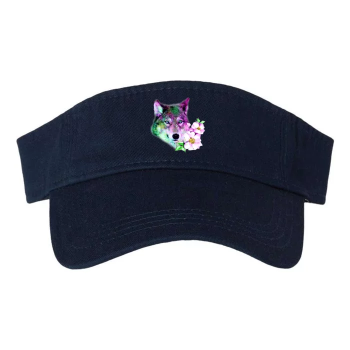 Flower Colorful Wilderness Wolf Valucap Bio-Washed Visor