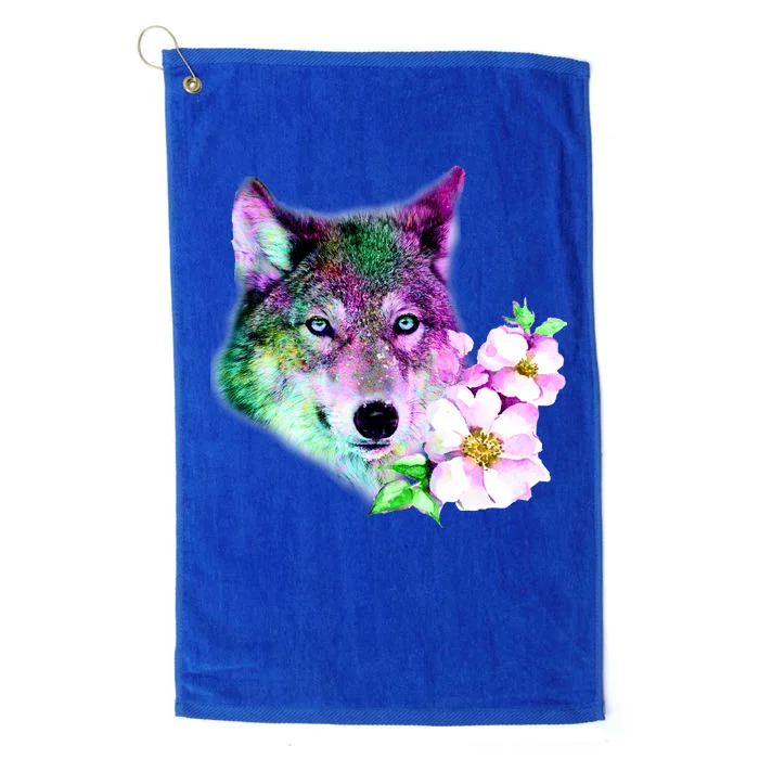 Flower Colorful Wilderness Wolf Platinum Collection Golf Towel