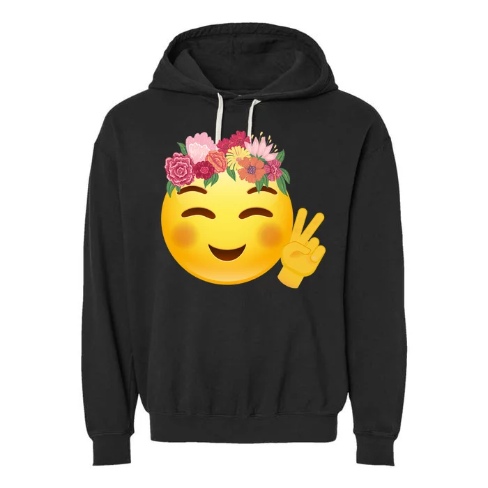 Flower Crown Emoji Garment-Dyed Fleece Hoodie