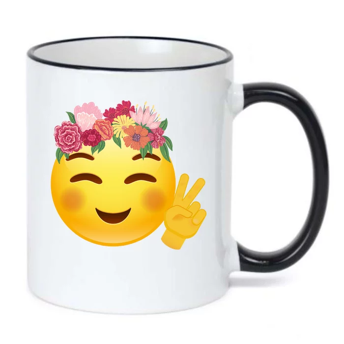 Flower Crown Emoji Black Color Changing Mug