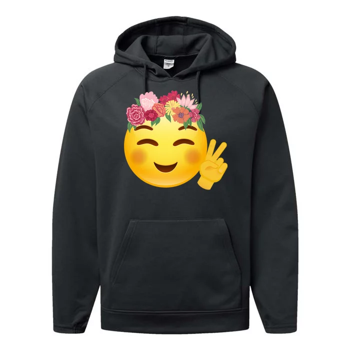 Flower Crown Emoji Performance Fleece Hoodie