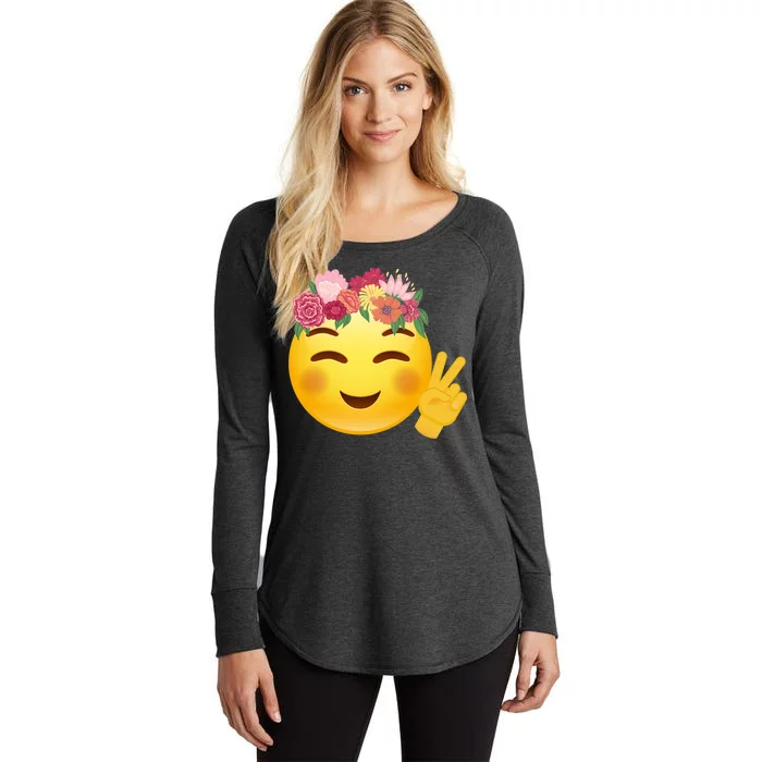 Flower Crown Emoji Women's Perfect Tri Tunic Long Sleeve Shirt