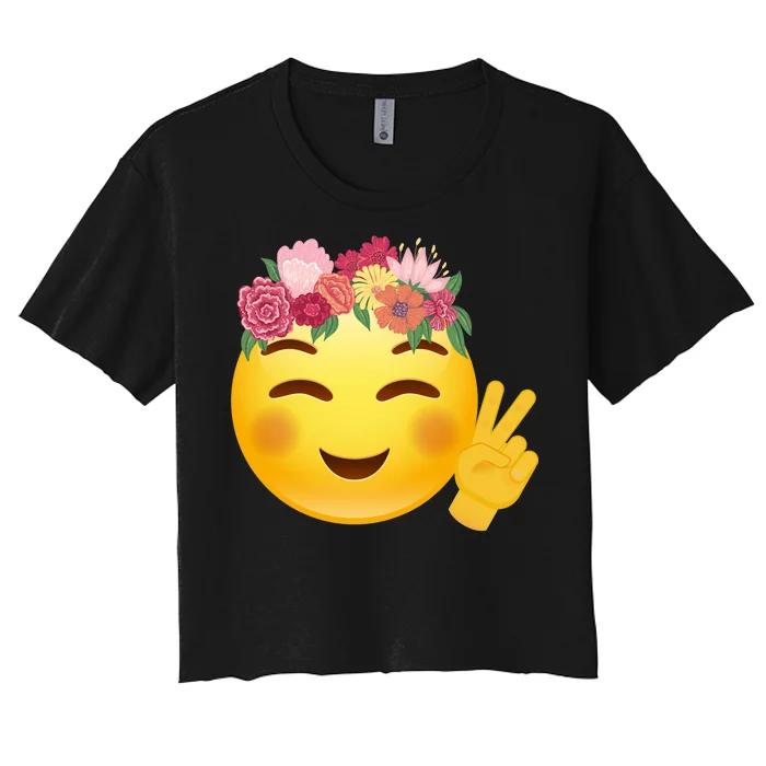 Flower Crown Emoji Women's Crop Top Tee