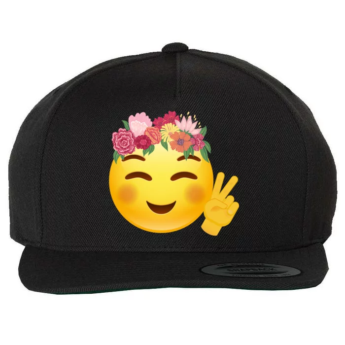 Flower Crown Emoji Wool Snapback Cap