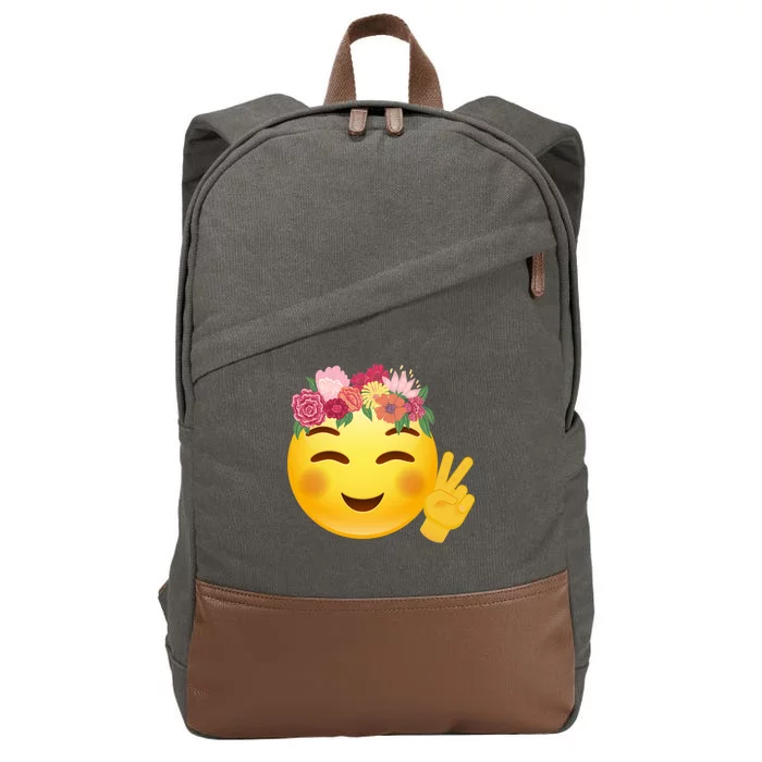 Flower Crown Emoji Cotton Canvas Backpack