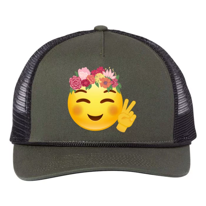 Flower Crown Emoji Retro Rope Trucker Hat Cap