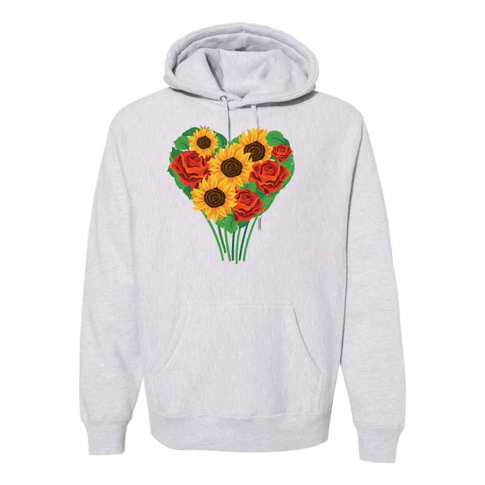 Flower Heart Bouquet Premium Hoodie