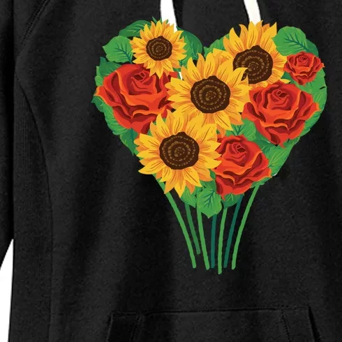 Flower Heart Bouquet Women's Fleece Hoodie