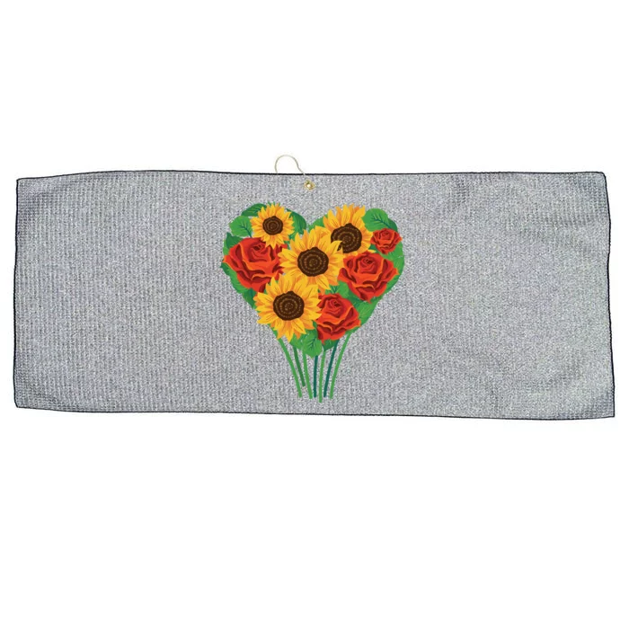 Flower Heart Bouquet Large Microfiber Waffle Golf Towel