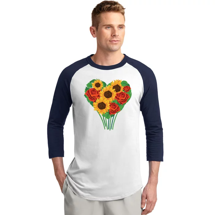 Flower Heart Bouquet Baseball Sleeve Shirt