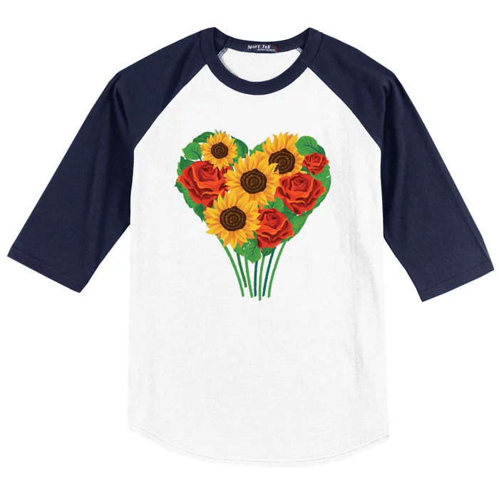 Flower Heart Bouquet Baseball Sleeve Shirt