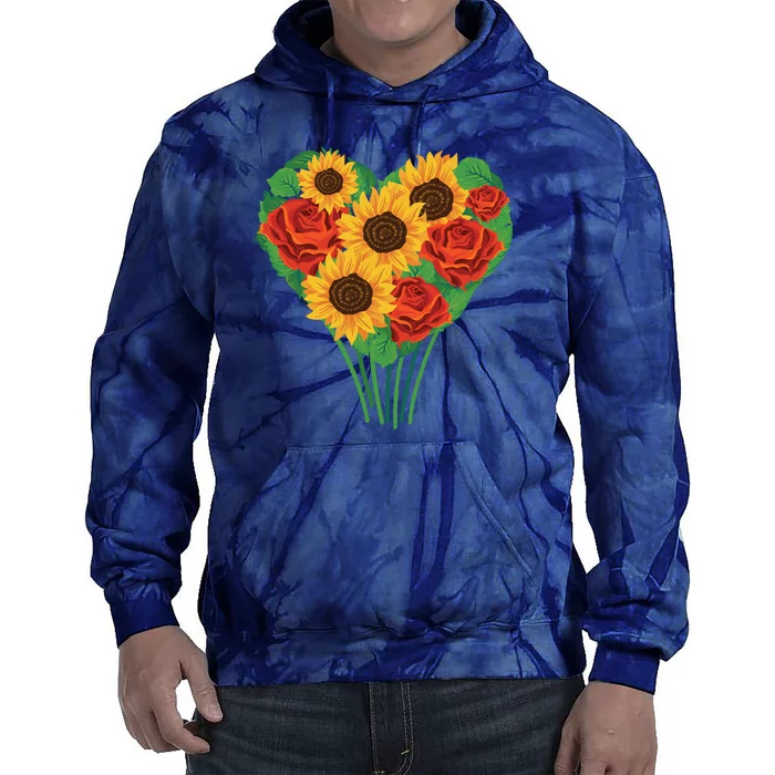 Flower Heart Bouquet Tie Dye Hoodie