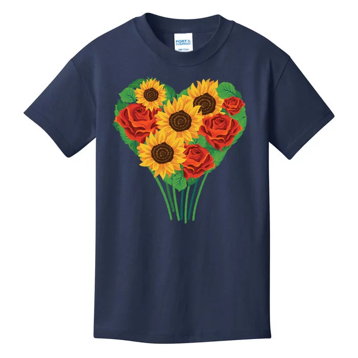 Flower Heart Bouquet Kids T-Shirt