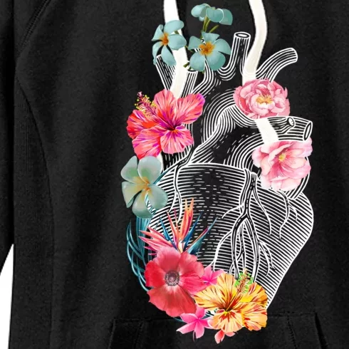 Flower Heart Floral Women's Fleece Hoodie