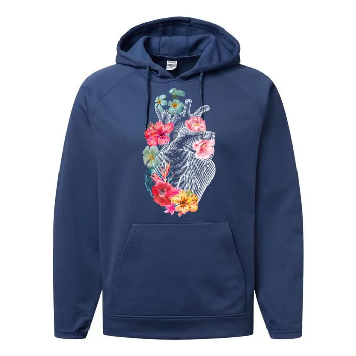 Flower Heart Floral Performance Fleece Hoodie