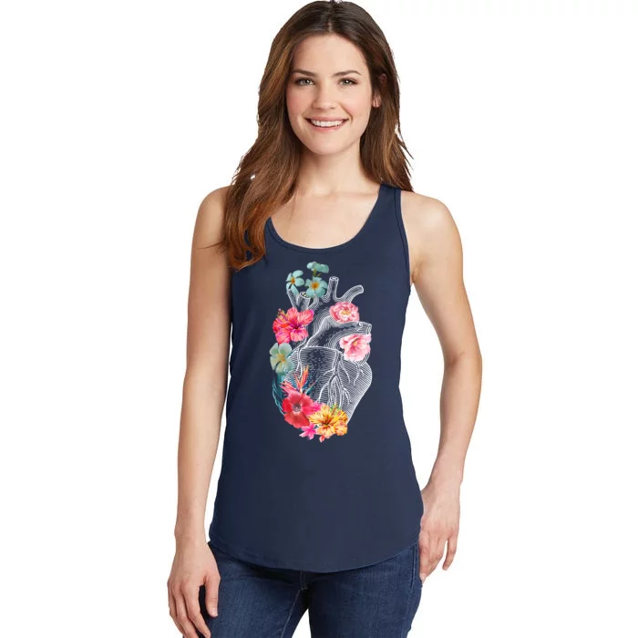 Flower Heart Floral Ladies Essential Tank