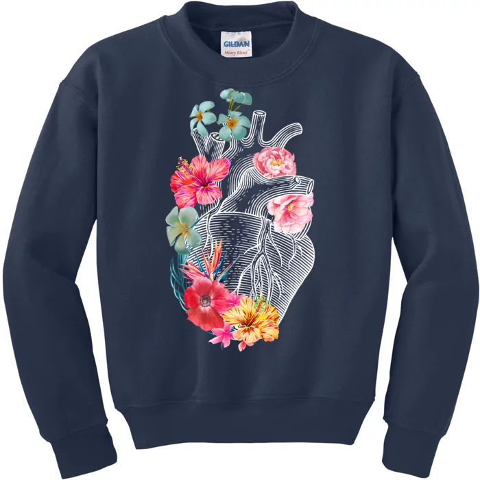 Flower Heart Floral Kids Sweatshirt