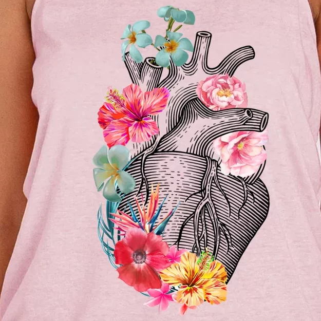 Flower Heart Floral Women's Knotted Racerback Tank