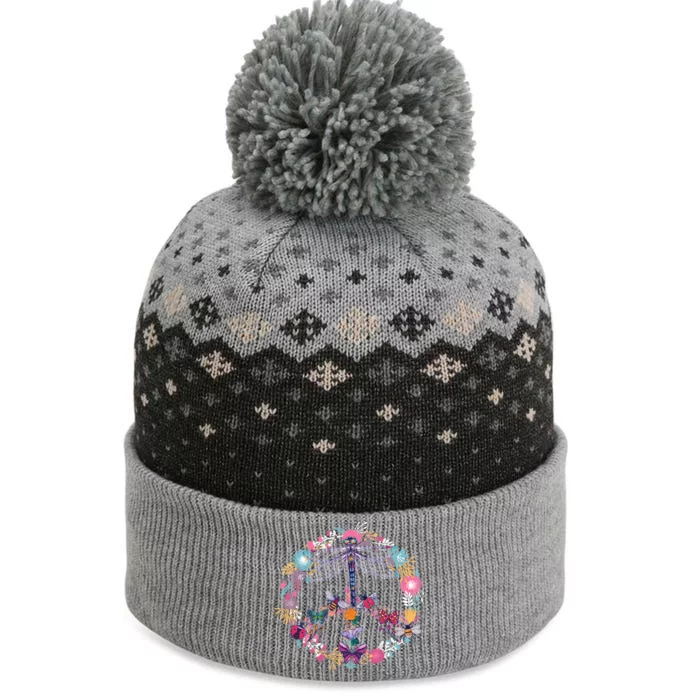 Flower Peace Bugs The Baniff Cuffed Pom Beanie