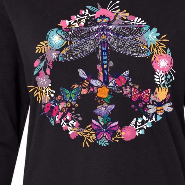 Flower Peace Bugs Womens Cotton Relaxed Long Sleeve T-Shirt