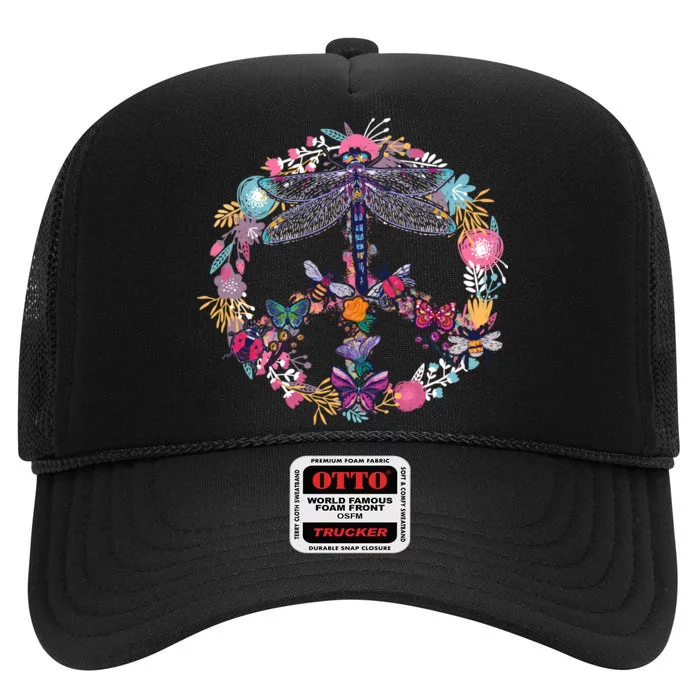 Flower Peace Bugs High Crown Mesh Trucker Hat