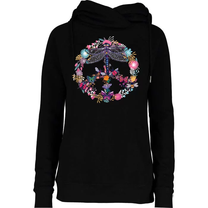 Flower Peace Bugs Womens Funnel Neck Pullover Hood