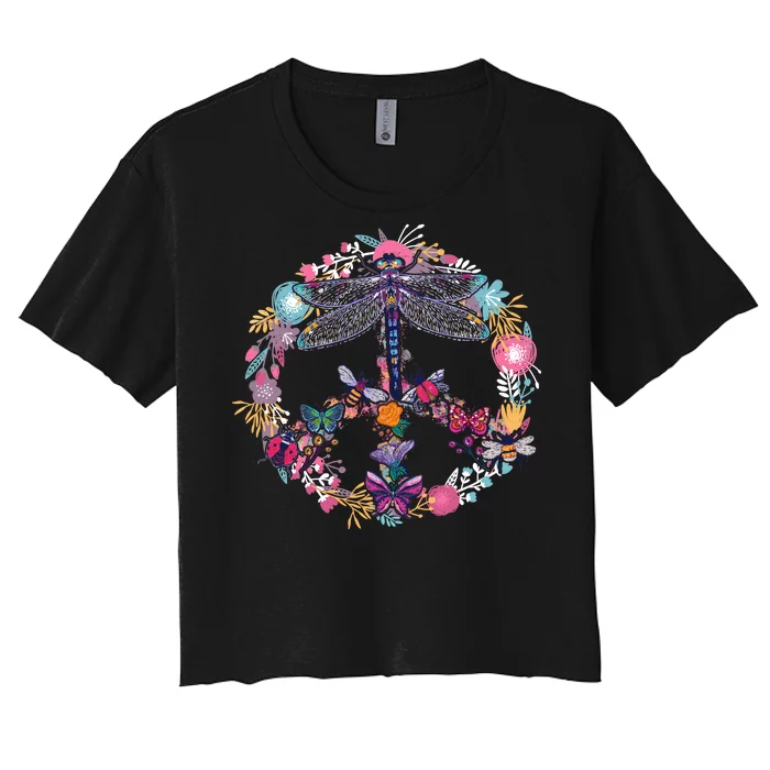 Flower Peace Bugs Women's Crop Top Tee