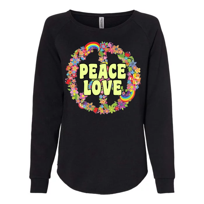 Flower Peace Love Sign Womens California Wash Sweatshirt