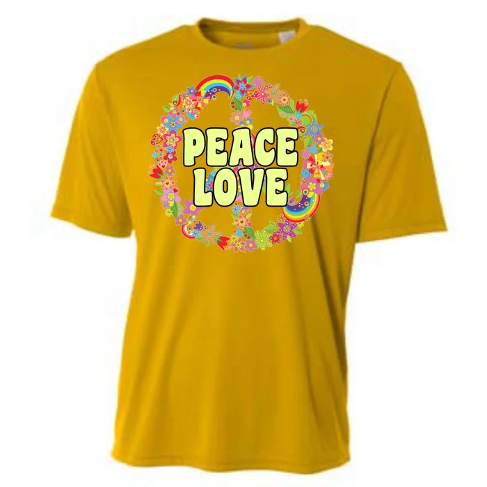 Flower Peace Love Sign Cooling Performance Crew T-Shirt