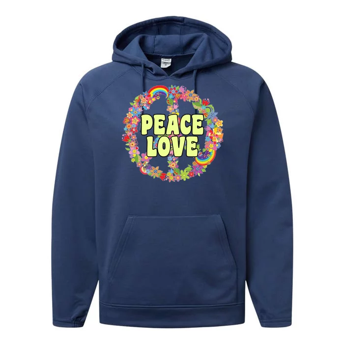 Flower Peace Love Sign Performance Fleece Hoodie