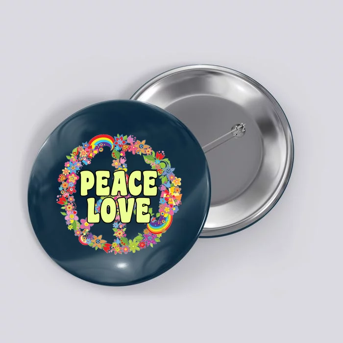 Flower Peace Love Sign Button