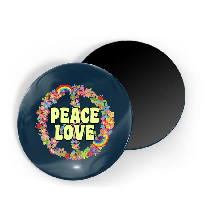 Flower Peace Love Sign Magnet