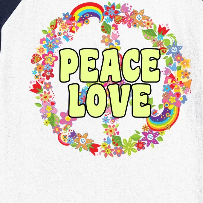 Flower Peace Love Sign Baseball Sleeve Shirt