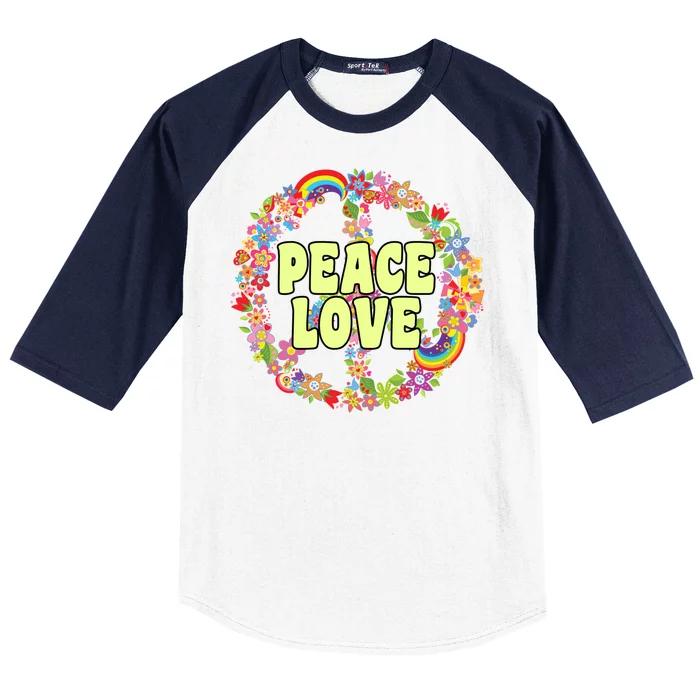 Flower Peace Love Sign Baseball Sleeve Shirt