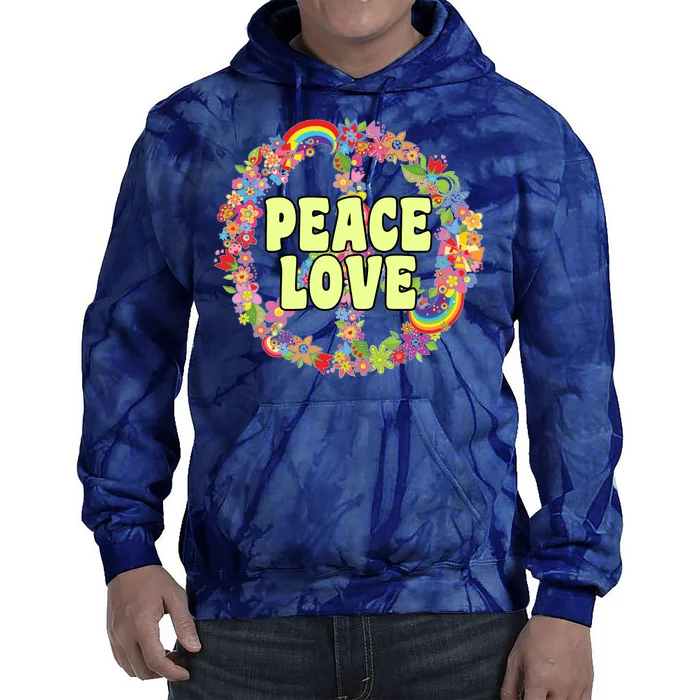 Flower Peace Love Sign Tie Dye Hoodie