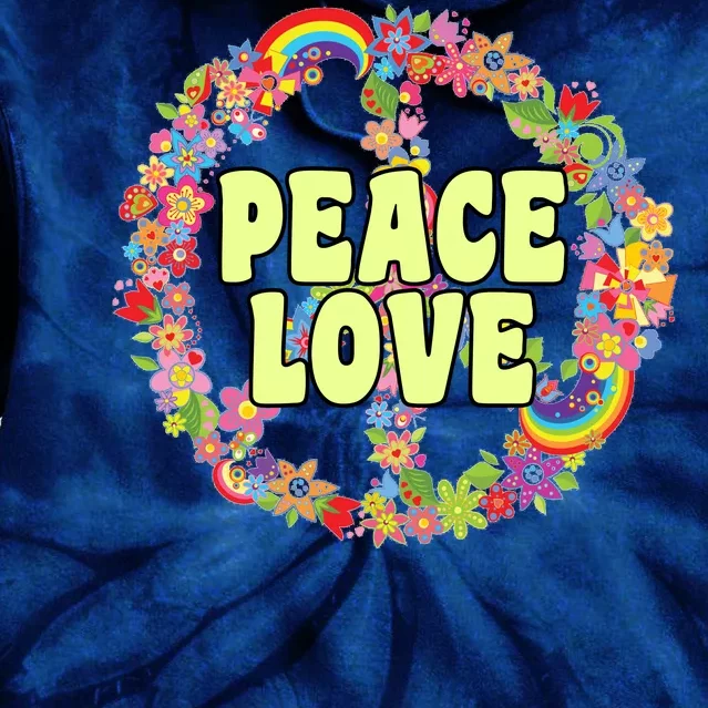 Flower Peace Love Sign Tie Dye Hoodie