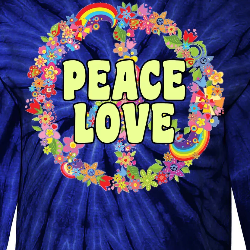 Flower Peace Love Sign Tie-Dye Long Sleeve Shirt