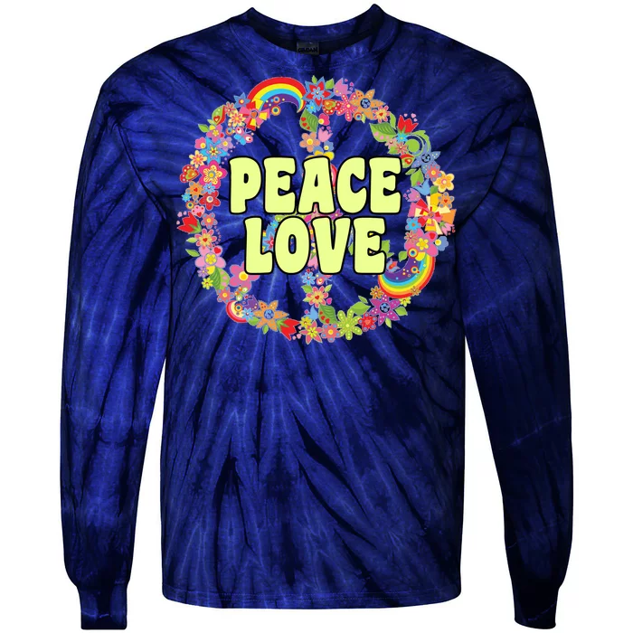 Flower Peace Love Sign Tie-Dye Long Sleeve Shirt