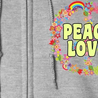 Flower Peace Love Sign Full Zip Hoodie