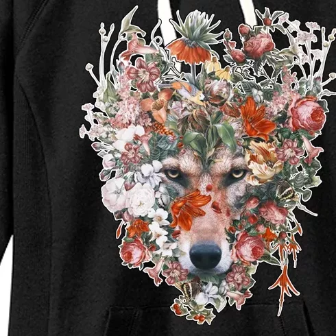 Flower Wolf Wilderness Floral Women's Fleece Hoodie