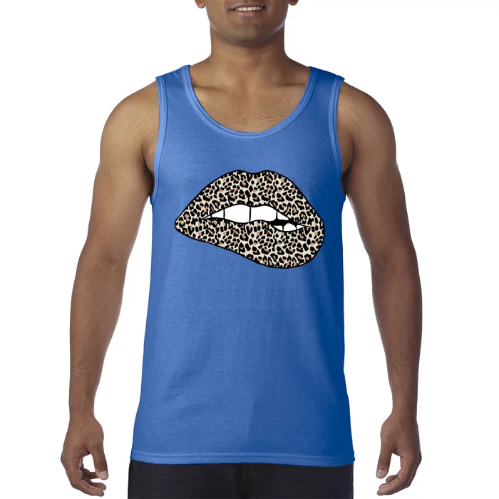 Funny Leopard Print Lips Biting Bite Me Funny Gift Gift Tank Top