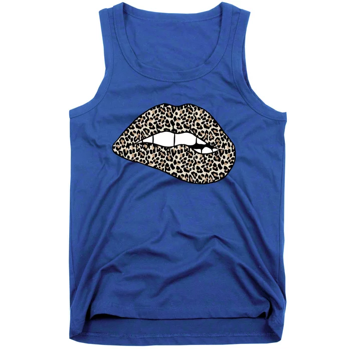 Funny Leopard Print Lips Biting Bite Me Funny Gift Gift Tank Top