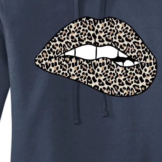 Funny Leopard Print Lips Biting Bite Me Funny Gift Gift Women's Pullover Hoodie