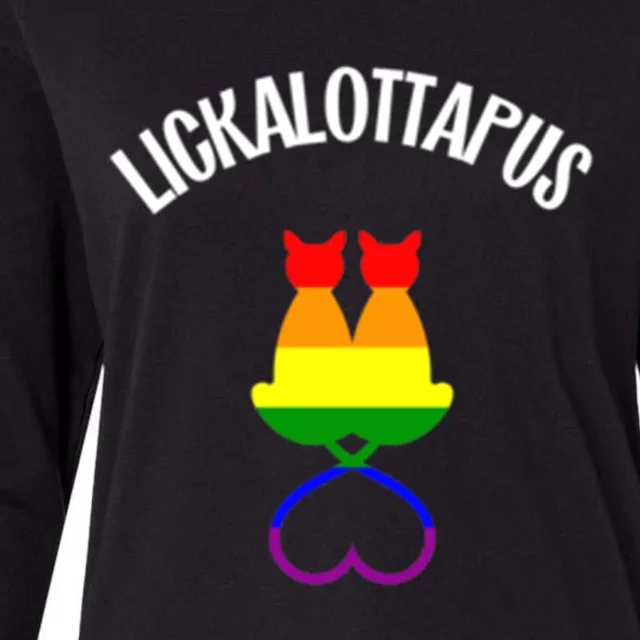 Funny Lesbian Pride Stuff Gay Cat In A Pocket Lickalottapus Gift Womens Cotton Relaxed Long Sleeve T-Shirt