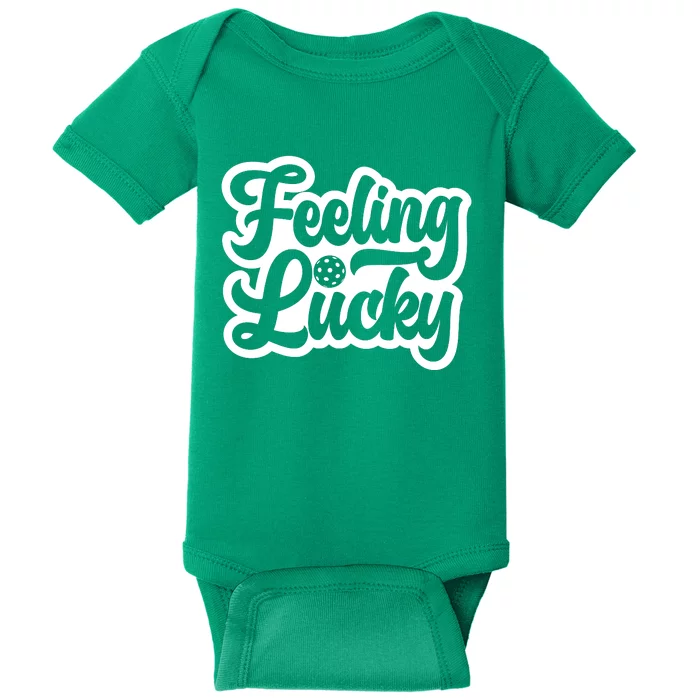 Feeling Lucky Pickleball Sport St. Patrick's Day Baby Bodysuit