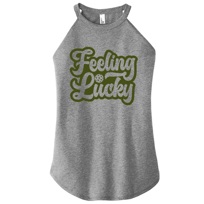 Feeling Lucky Pickleball Sport St. Patrick's Day Women’s Perfect Tri Rocker Tank