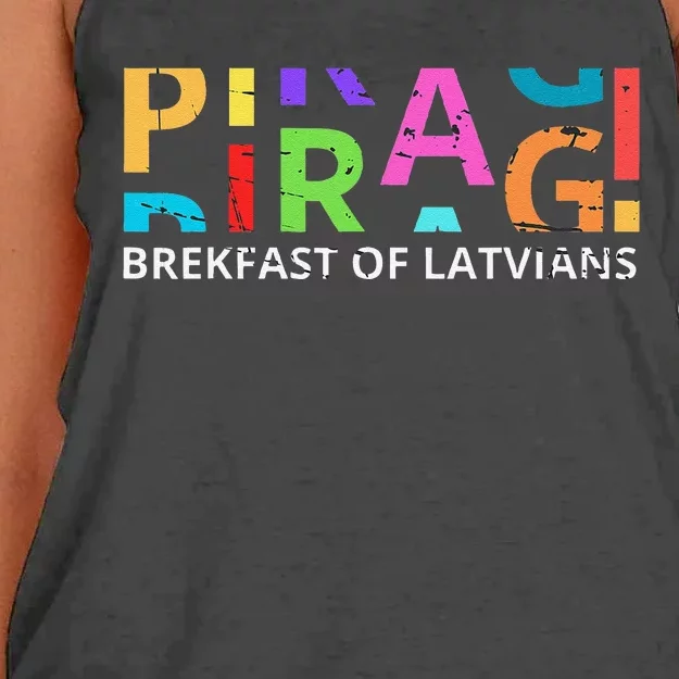 Funny Latvian Piragi Latvia Food Pride Gift Women's Knotted Racerback Tank