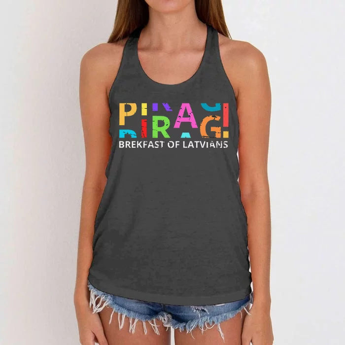 Funny Latvian Piragi Latvia Food Pride Gift Women's Knotted Racerback Tank