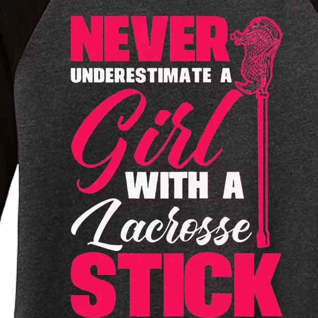 Funny Lacrosse Player A With A Lacrosse Stick Women's Tri-Blend 3/4-Sleeve Raglan Shirt