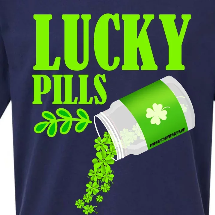 Funny Lucky Pills With Shamrock Clover St Patty's Day Cool Gift Sueded Cloud Jersey T-Shirt